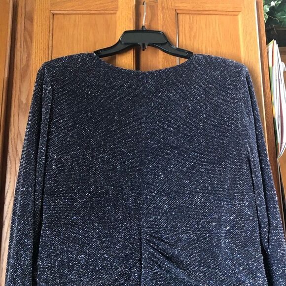 NWT Vince Camuto Metallic V-Neck Ruched Long Sleeve Maxi Dress Plus Size 22W - Picture 8 of 13